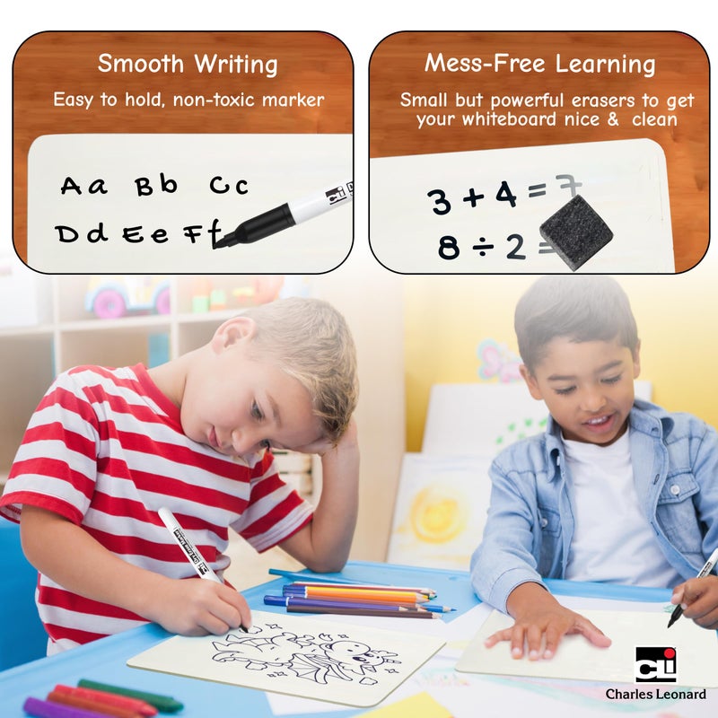 Charles Leonard Dry Erase Lapboard Class Pack, Includes 12 each of Whiteboards, 2 Inch Felt Erasers and Black Dry Erase Markers (35036), 12 Sets - Image 5